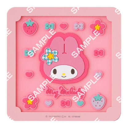 Sanrio Characters Clear Rubber Coaster by Bandai, close-up detail of the clear rubber finish