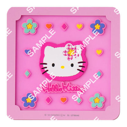 Sanrio Characters Clear Rubber Coaster gashapon, alternate angle of a single 10 x 10 cm coaster