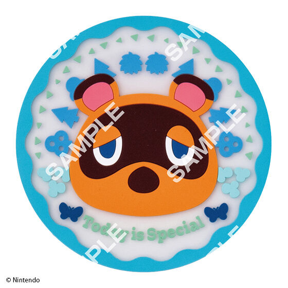 Animal Crossing Clear Rubber Coaster by Bandai, close-up detail of one design in the set