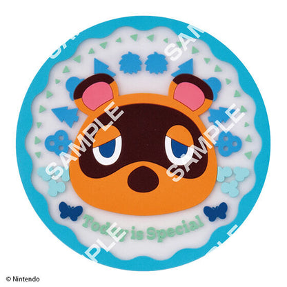 Animal Crossing Clear Rubber Coaster by Bandai, close-up detail of one design in the set