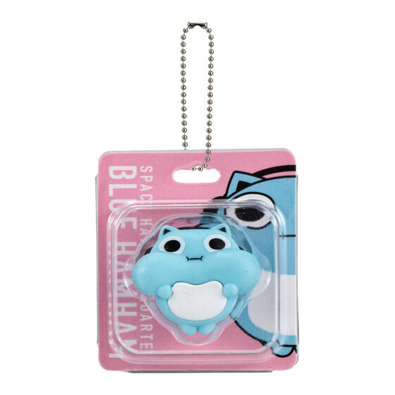 Blue Hamuhamu Miniature Package Charm by Bandai, rear view of a charm in the series