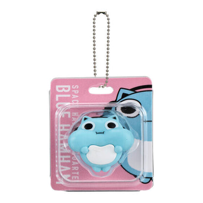 Blue Hamuhamu Miniature Package Charm by Bandai, rear view of a charm in the series