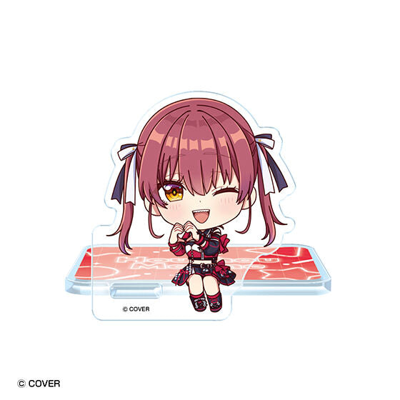 hololive Suwarasetai Acrylic Stand Colorize 3 gashapon, stand perched on a shelf edge