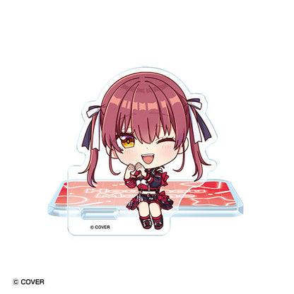 hololive Suwarasetai Acrylic Stand Colorize 3 gashapon, stand perched on a shelf edge