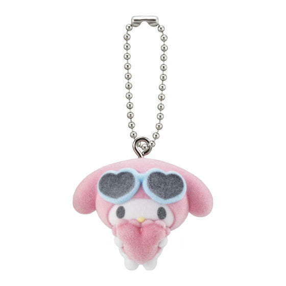 Sanrio flocky mascot swing - flocked texture detail