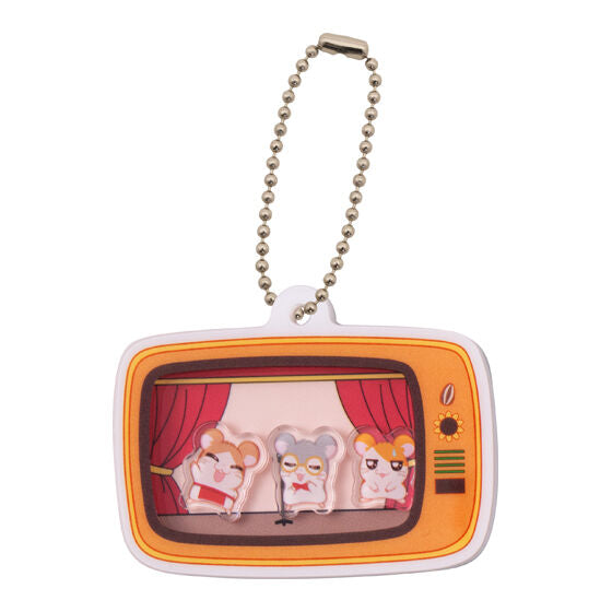 Hamtaro Shaka Shaka Acrylic Charm gashapon, boxed capsule and display card