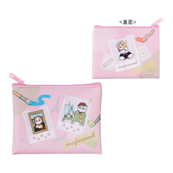 mofusand Mofumofu Journey Pouch, close-up detail of the travelling cat artwork