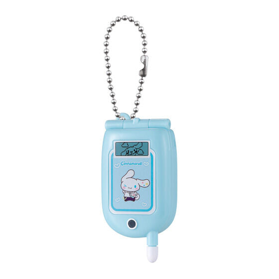 Sanrio Characters Flip Phone Mirror Charm, rear view of a single Bandai capsule toy design