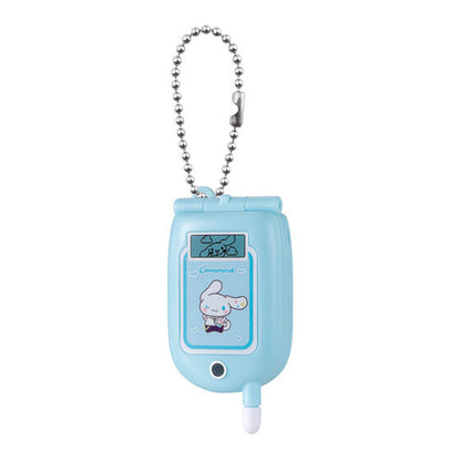 Sanrio Characters Flip Phone Mirror Charm, rear view of a single Bandai capsule toy design