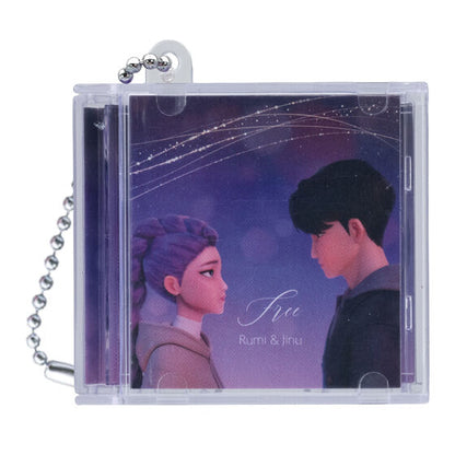 KPop Demon Hunters Mini CD Collection capsule toy, close-up detail of a mini CD
