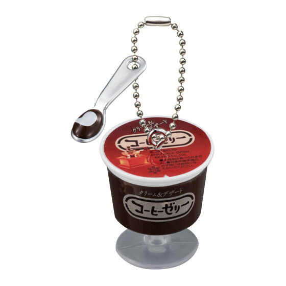 Megmilk Snow Brand Jelly & Pudding Miniature Charm, close-up detail of one design in the set