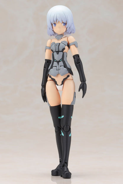 Frame Arms Girl Materia model kit, close-up of the front-facing laugh face part