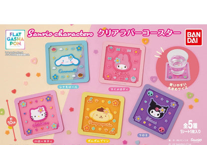 Sanrio Characters Clear Rubber Coaster gashapon by Bandai, full lineup of 5 types